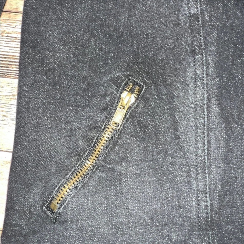 Sugar Lips Asymmetric Zip Denim Moto Jacket XS Black - Picture 6 of 6